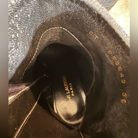 Saint Laurent denim Lou block heel booties - Picture 7 of 11